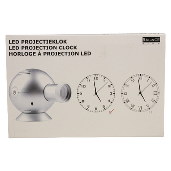 HE-LPK10 Projectie klok 14 cm analoog zilver Verpakking foto